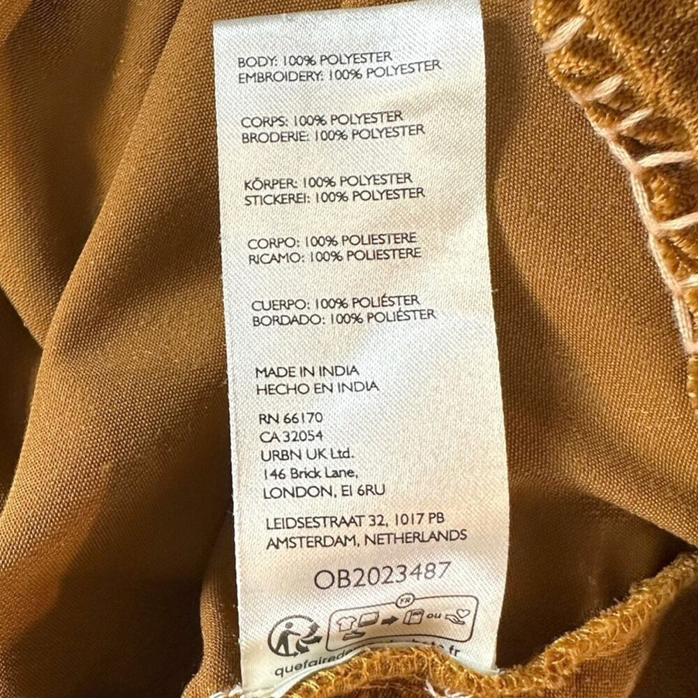 Free People Bohemian Embroidered Velvet Freya Tunic Dress Amber Brown Medium - Picture 12 of 14